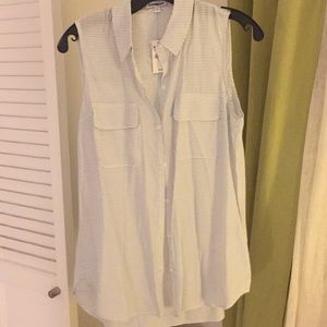 Express sleeveless polka dot button-down